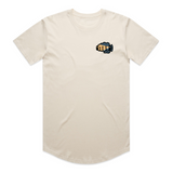 Throttle Co Ride More Bike Tee in beige, front flat lay