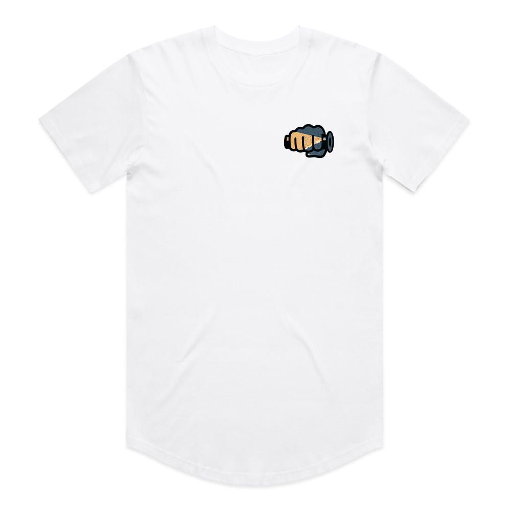 Throttle Co Ride More Bike Tee in white, front flat lay