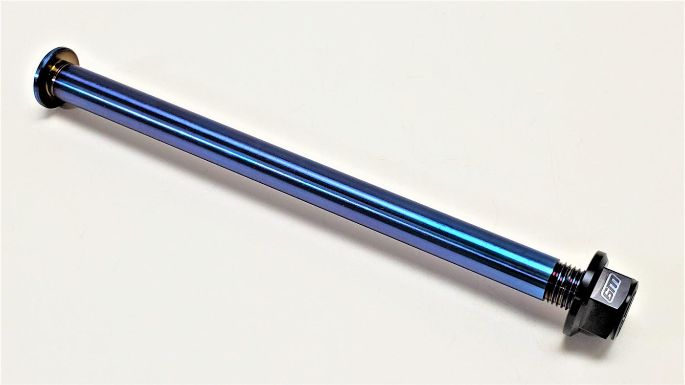 Titanium rear axle for Surron Light Bee X — burnt blue, Warp 9