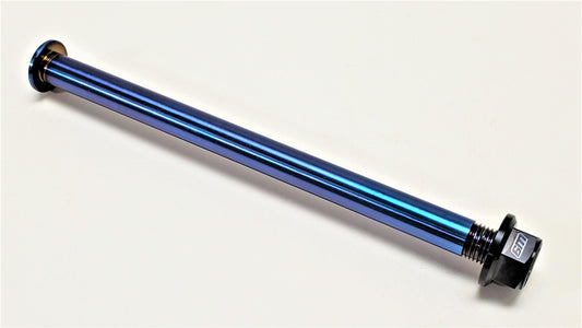 Titanium rear axle for Surron Light Bee X — burnt blue, Warp 9