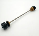 Warp 9 Ultra Bee front supermoto axle slider in magnesium anodized — CNC machined with captive axle blocks and alignment marks
