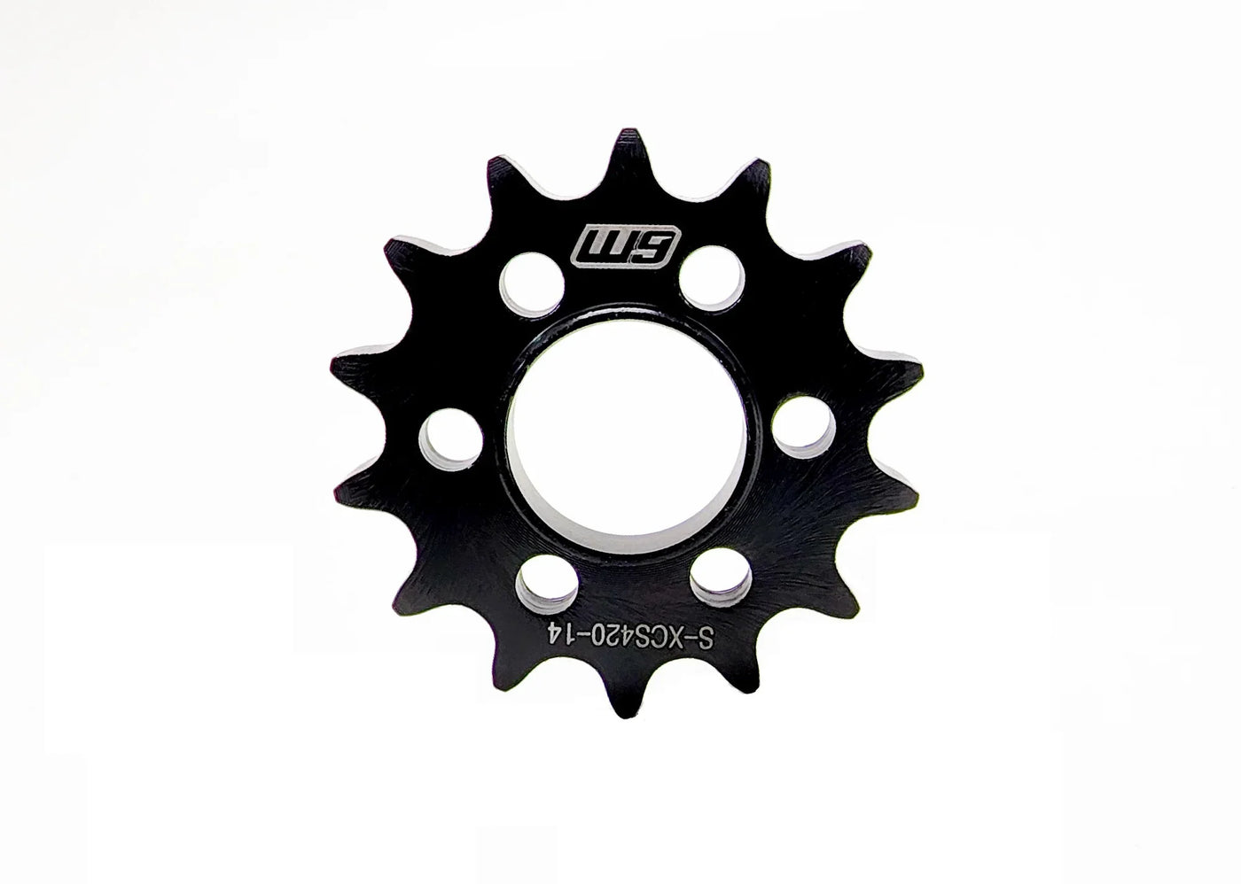Warp 9 14-Tooth Jack Shaft Sprocket for Surron Light Bee — hardened tool steel flat view