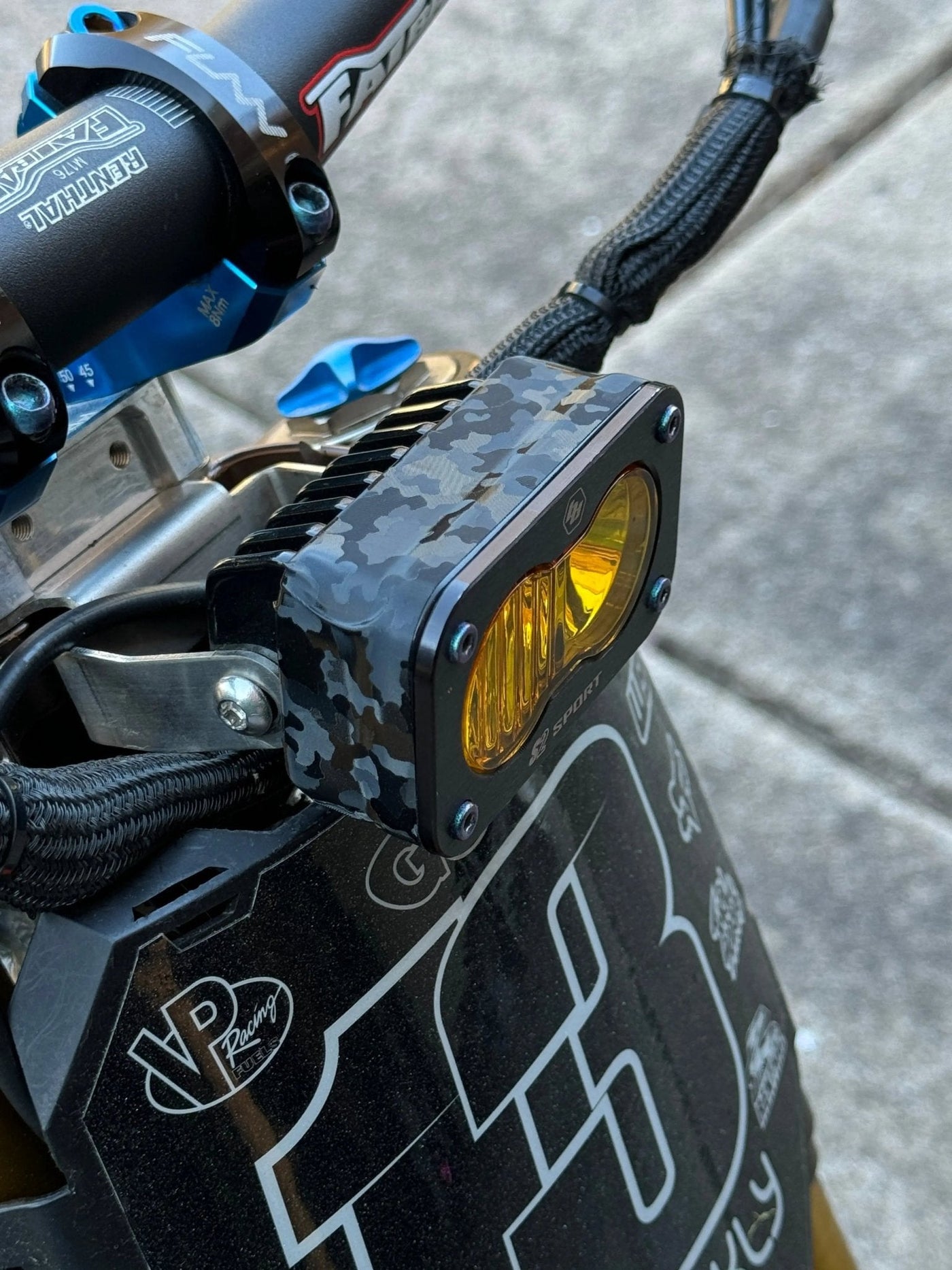 Baja Style Headlight Wrap for Surron & Talaria — Shadow Slate corner detail