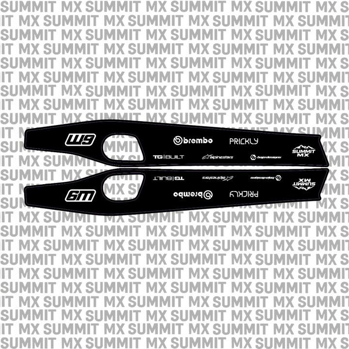 Stark Varg swing arm decal by Summit MX — Standard full-logo style