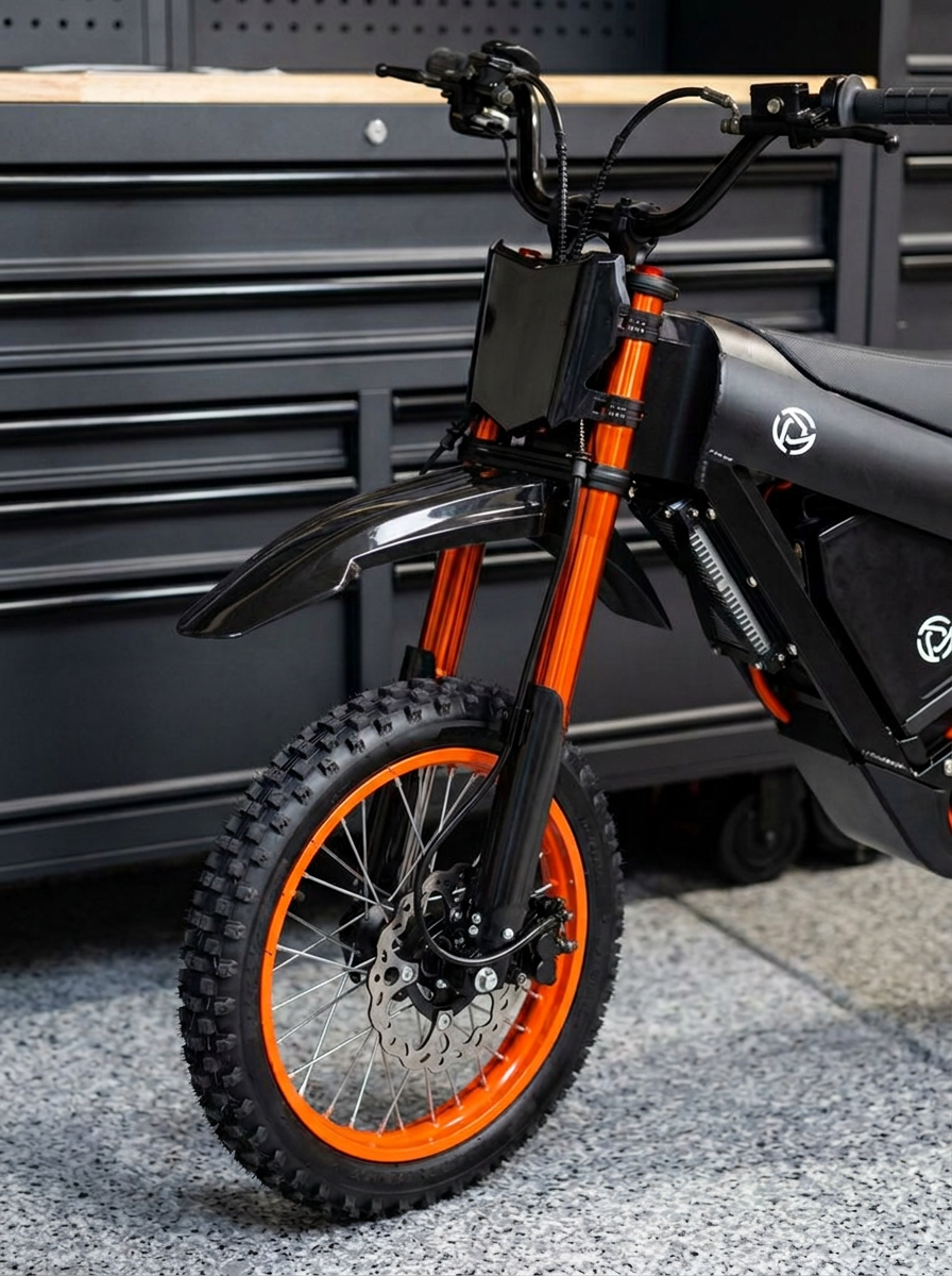 Surron Front Fender in gloss black — installed on Surron Light Bee X