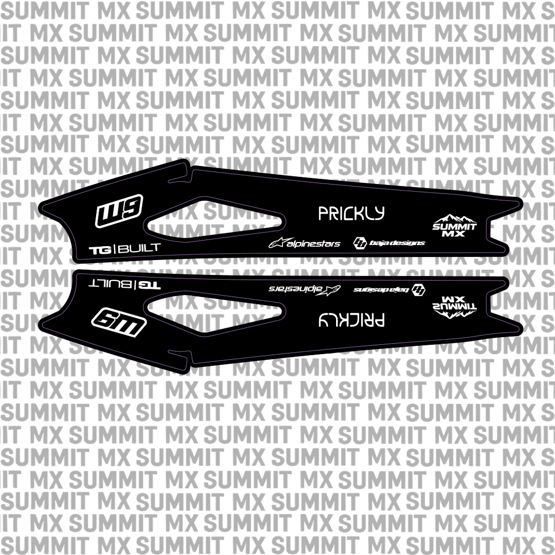 Surron Hyper Bee swing arm decal by Summit MX — Standard full-logo style