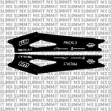 Surron Hyper Bee swing arm decal by Summit MX — Standard full-logo style