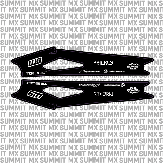 Surron Hyper Bee swing arm decal by Summit MX — Standard full-logo style