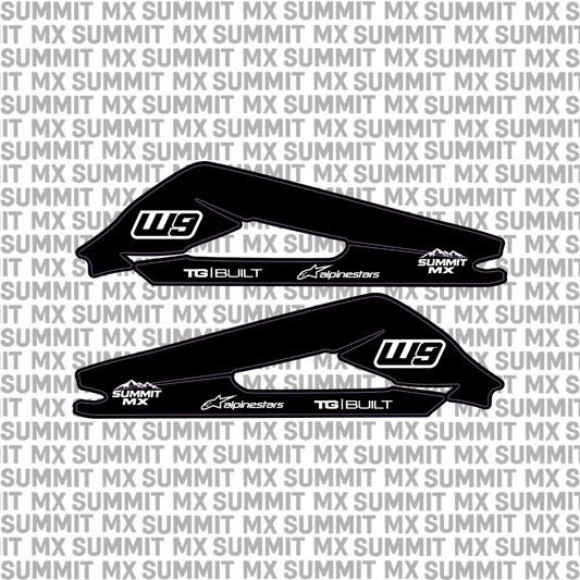 Surron Light Bee X swing arm decal by Summit MX — Standard full-logo style