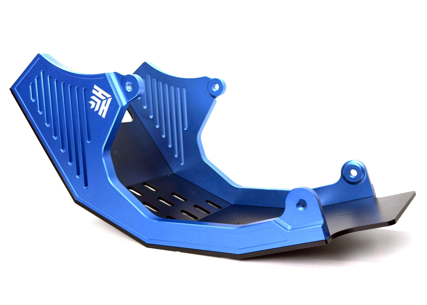 Heavy Hitter V2 skid plate for Surron LBX — blue anodized