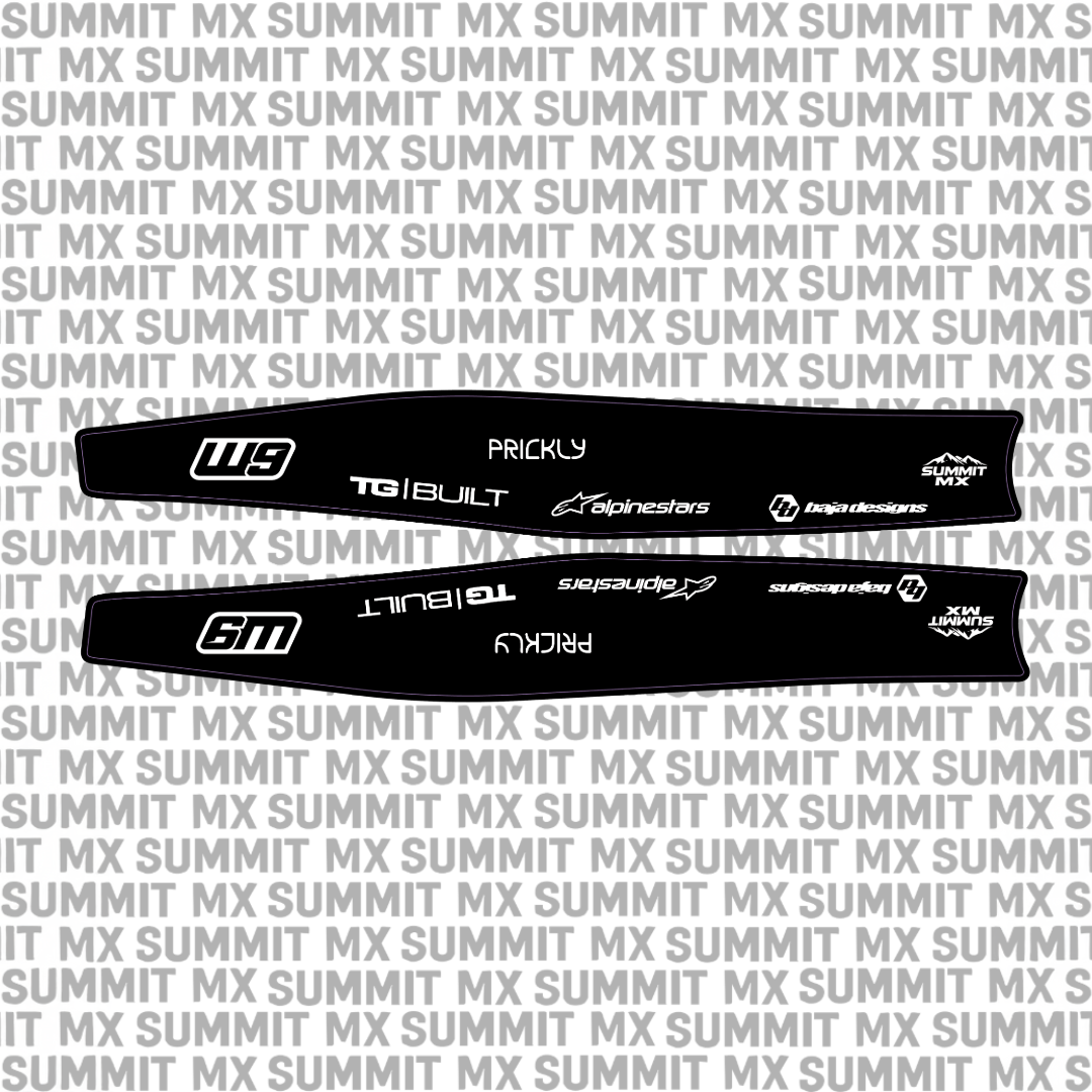 Surron Storm Bee swing arm decal by Summit MX — Standard full-logo style