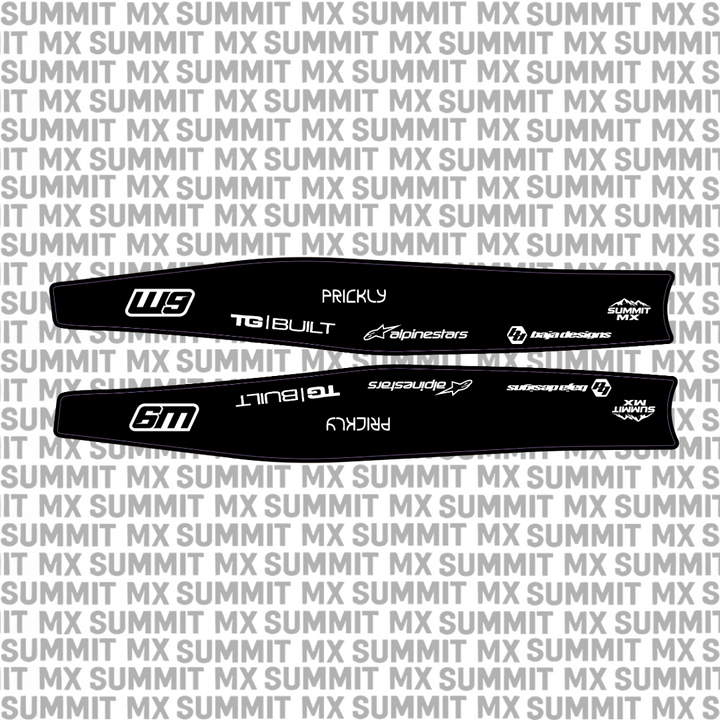 Surron Storm Bee swing arm decal by Summit MX — Standard full-logo style