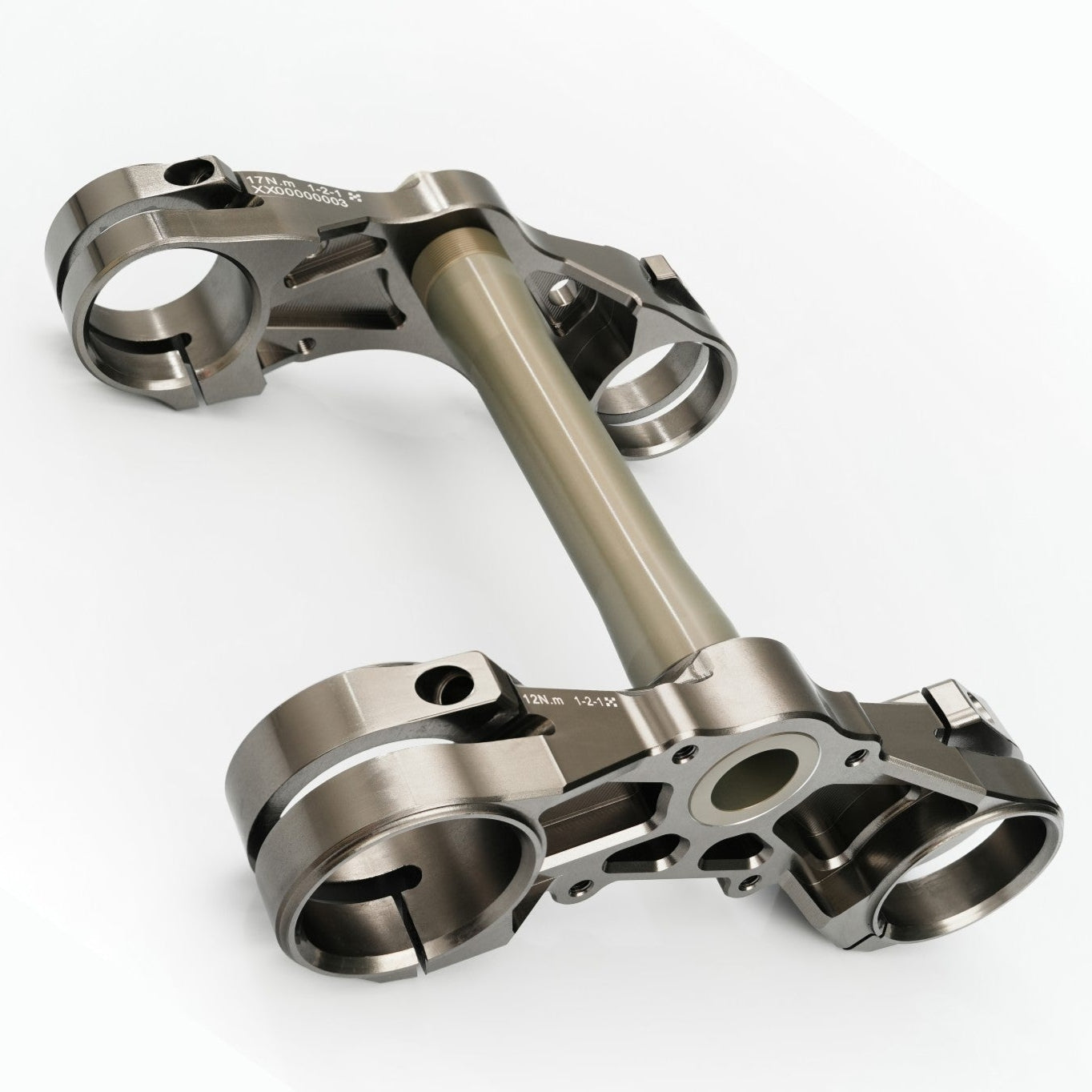 Pure Racing TRAXION Fork crown — angled profile view