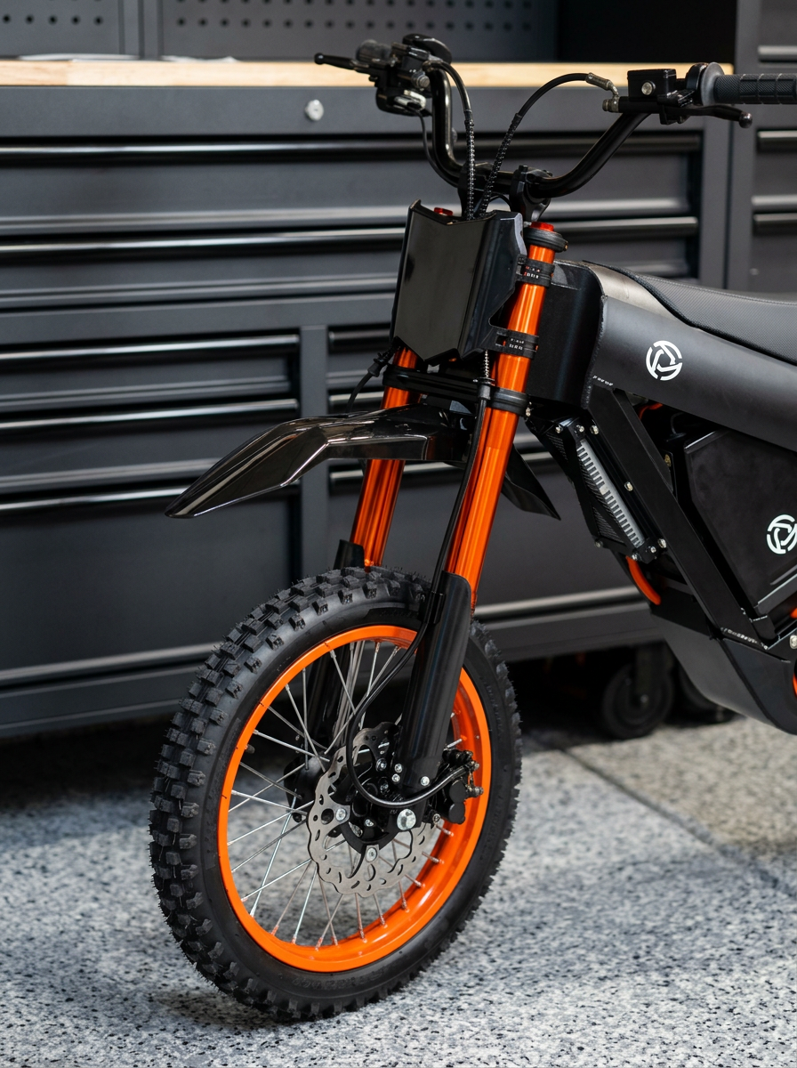 Talaria Front Fender in gloss black — installed on Talaria electric dirt bike