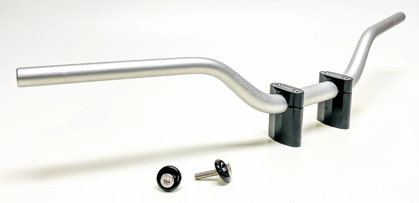 Warp 9 1-1/8" tapped MX handlebars for Surron and Talaria — silver anodized colorway