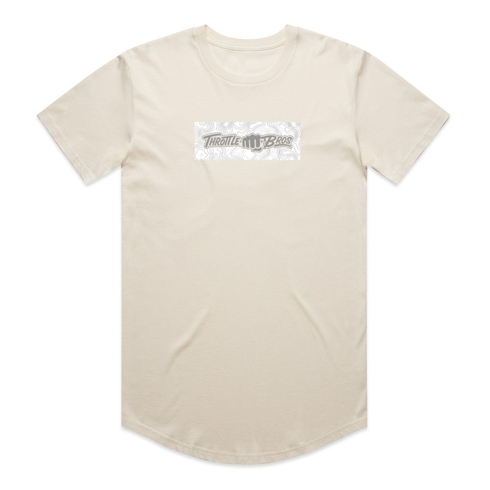 Throttle Bros Logo Topo Tee in beige, front flat lay