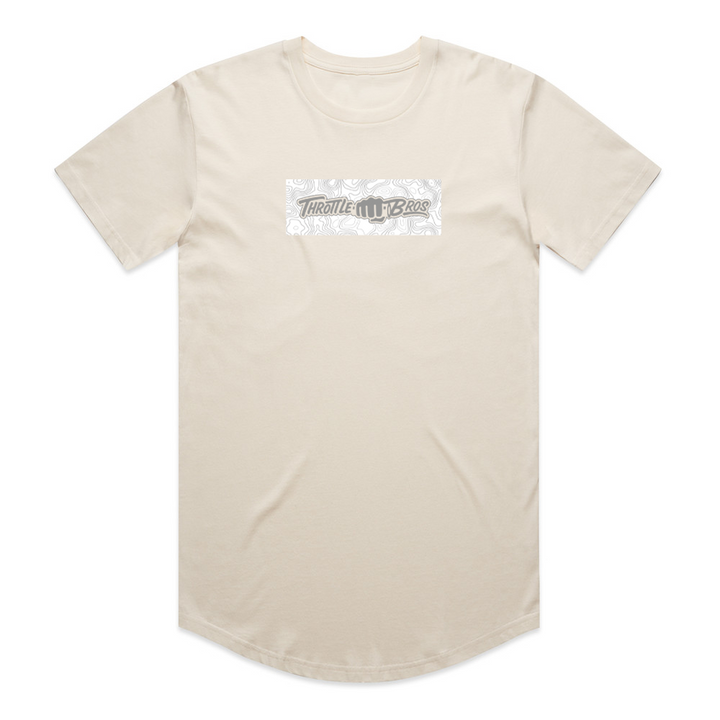 Throttle Bros Logo Topo Tee in beige, front flat lay