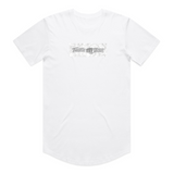 Throttle Bros Logo Topo Tee in white, front flat lay