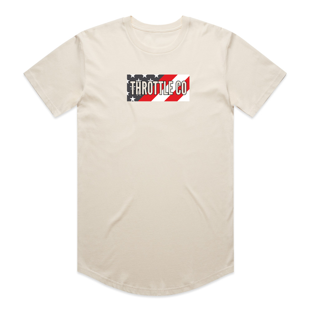 Throttle Co American Flag Tee in beige, front flat lay