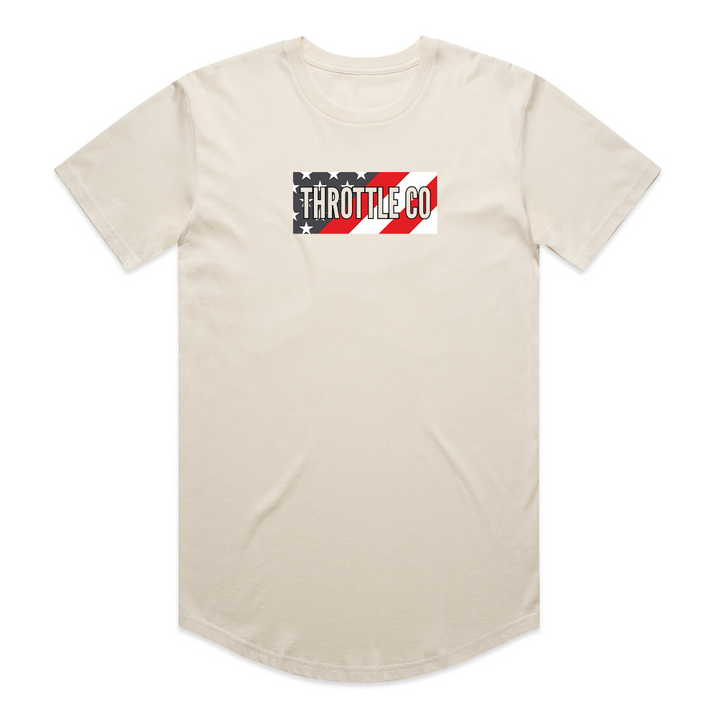 Throttle Co American Flag Tee in beige, front flat lay