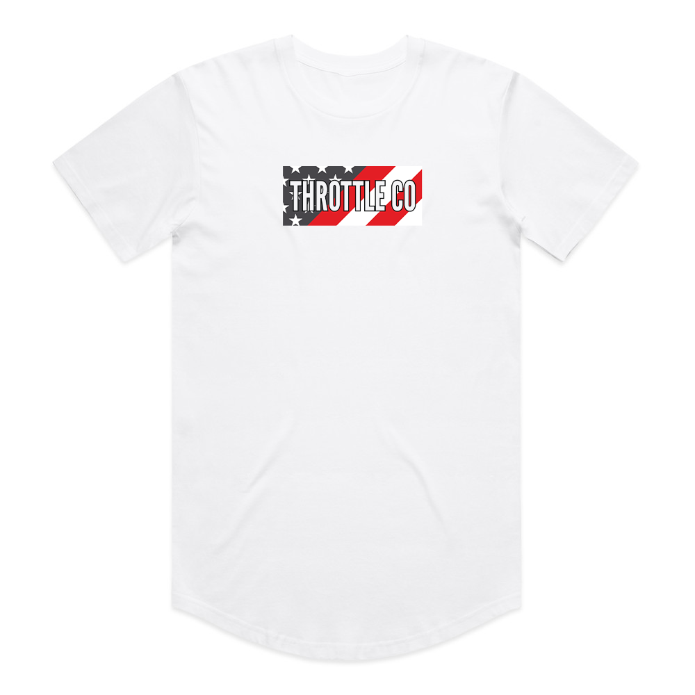 Throttle Co American Flag Tee in white, front flat lay