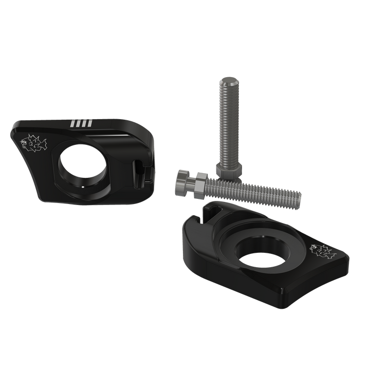 Ultra Bee Axle Blocks for Surron Ultra Bee — black billet captive set