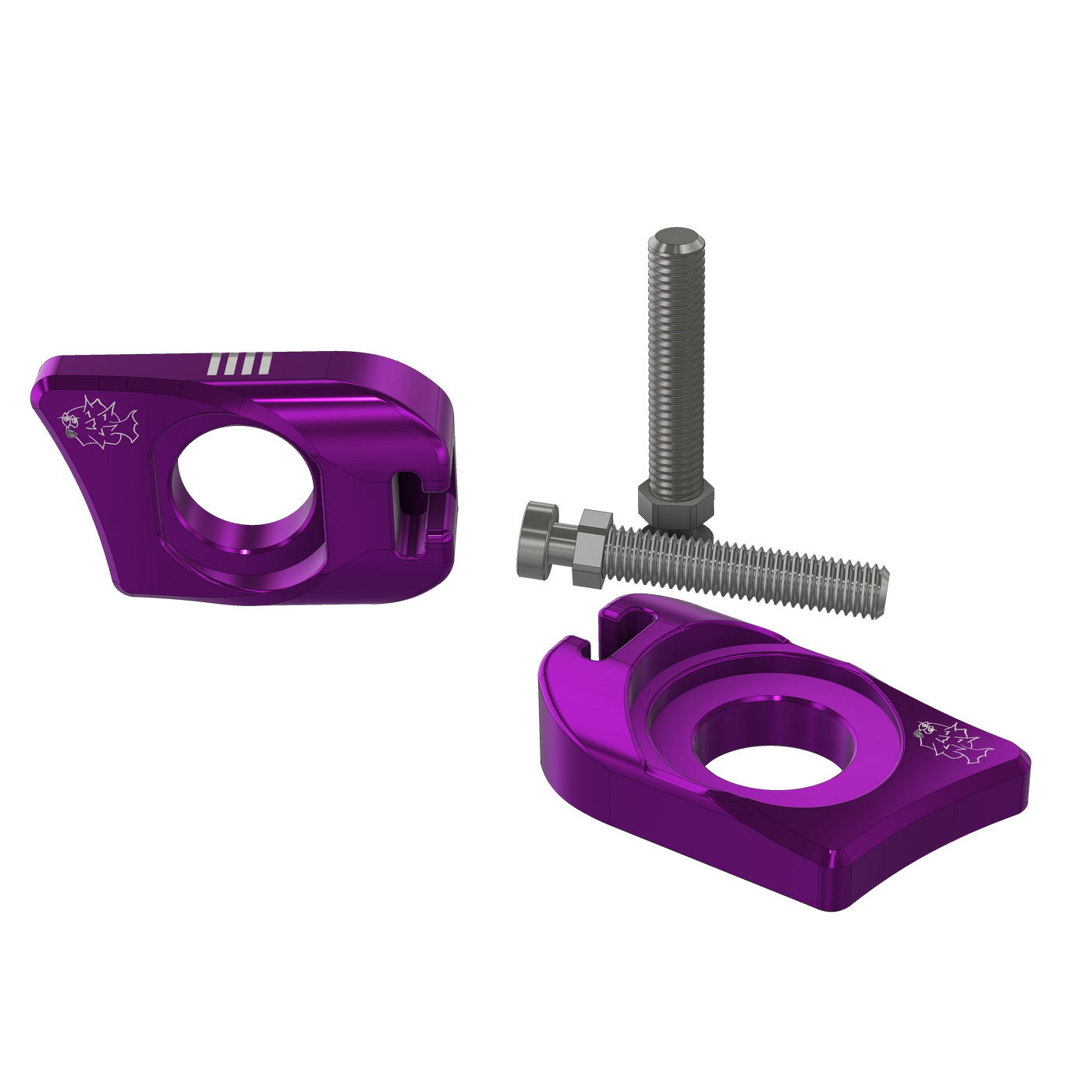 Ultra Bee Axle Blocks for Surron Ultra Bee — fuchsia anodized finish