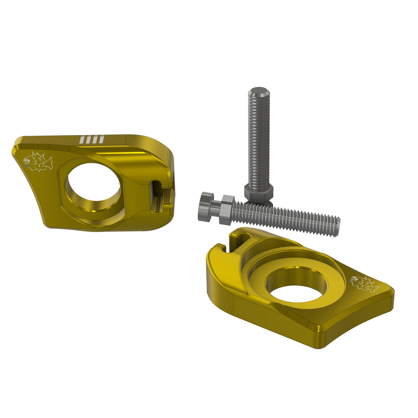 Ultra Bee Axle Blocks for Surron Ultra Bee — gold anodized finish
