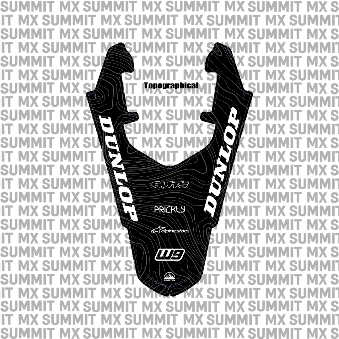 Surron Ultra Bee rear fender decal by Summit MX — Topographical style