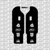 DNM fork guard decal installed on e-moto lower leg guards