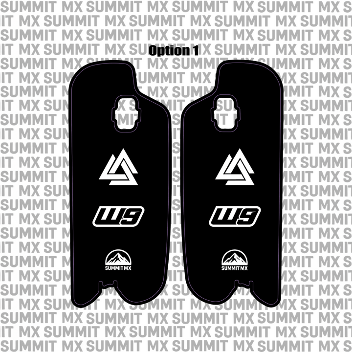 Fastace ALX13RC fork guard decal installed on e-moto lower leg guards