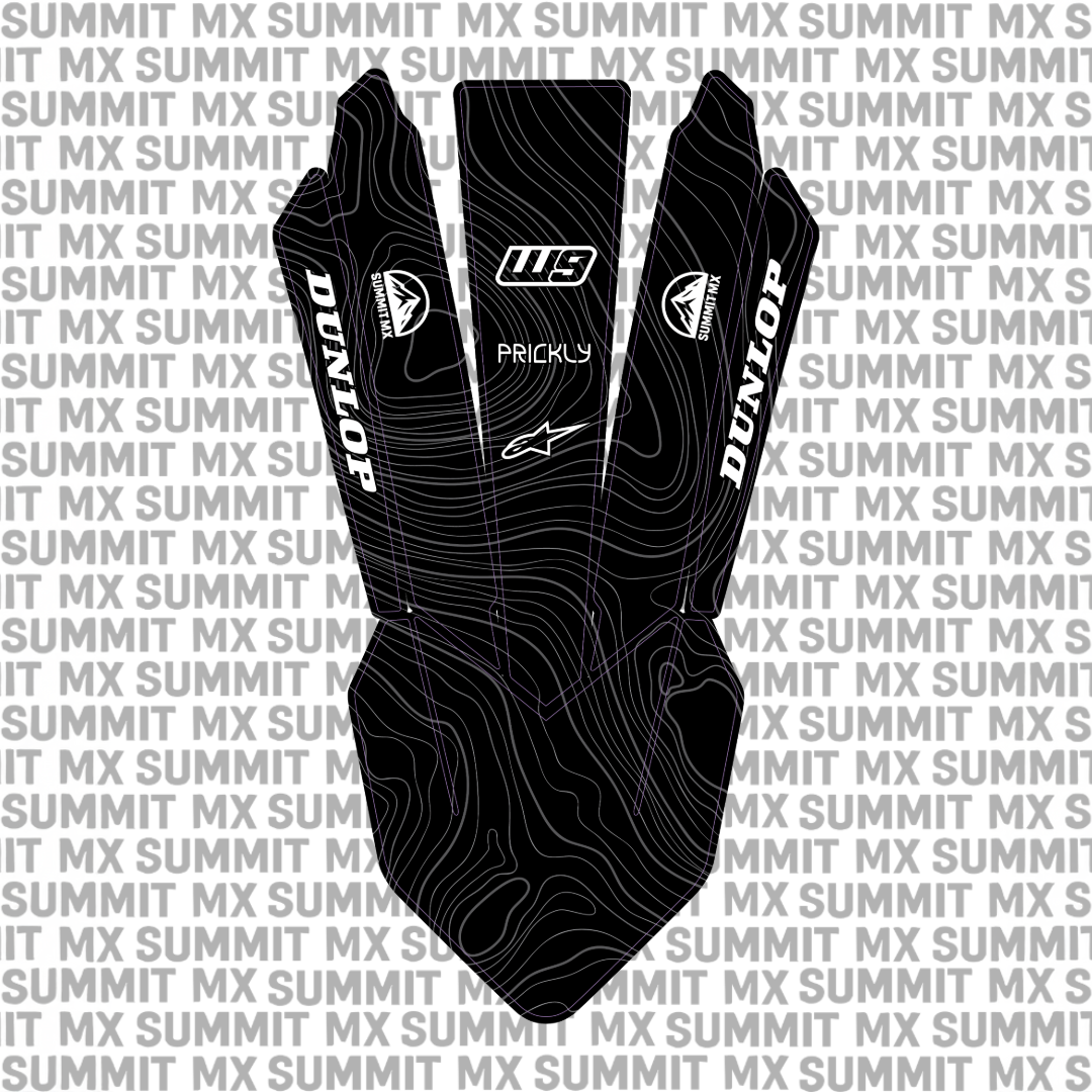 KTM 85 front fender decal for Surron Ultra Bee — Topographical style