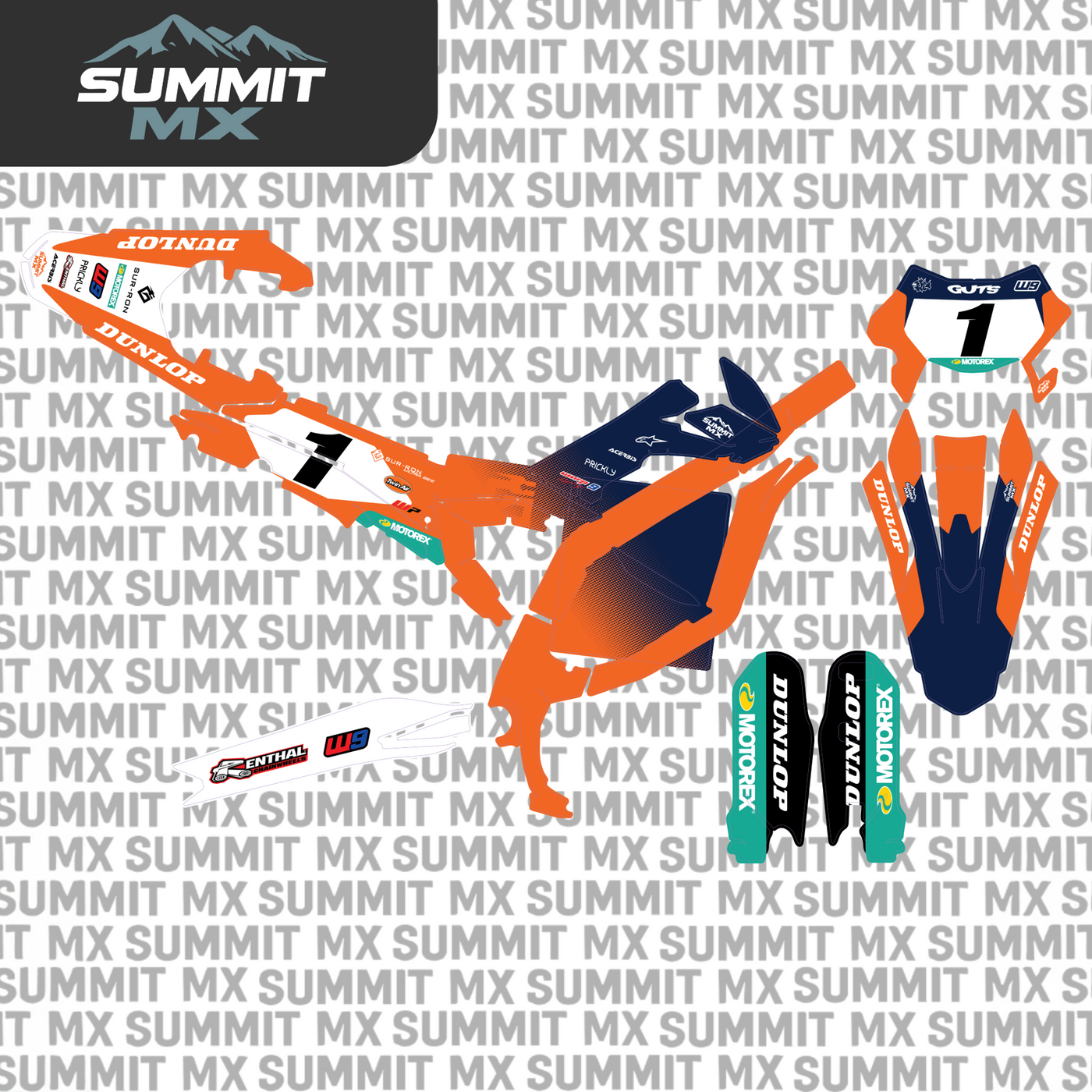 Surron Ultra Bee moto inspired graphics kit by Summit MX — color scheme detail