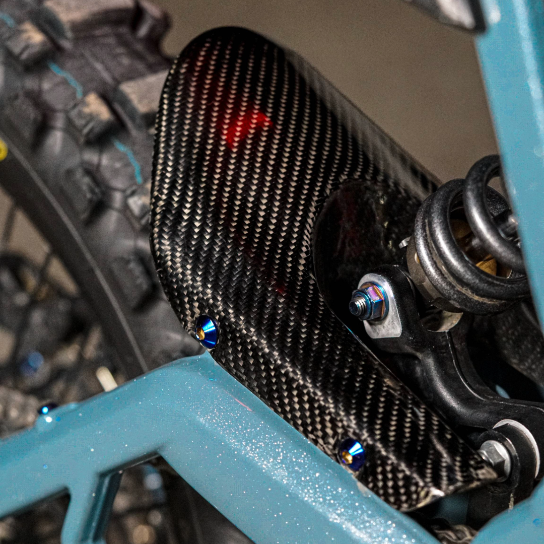 E-Ride Pro Carbon Fiber Mud Guard — installed on E-Ride Pro