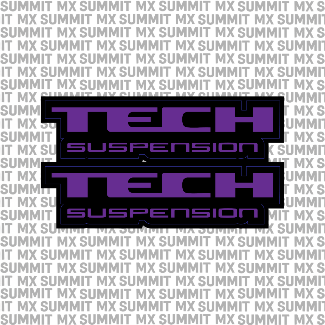 Tech suspension fork tube decal installed on e-moto fork lowers
