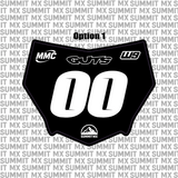 Pre-designed Motocutz number plate decal — custom rider number options with four font styles