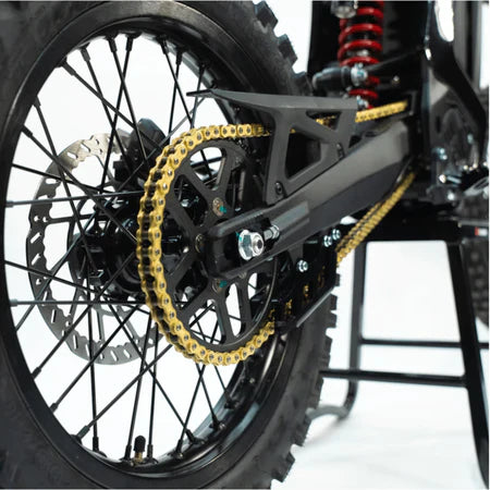Arctic Leopard XE Pro S electric dirt bike — 37mm USD front fork detail