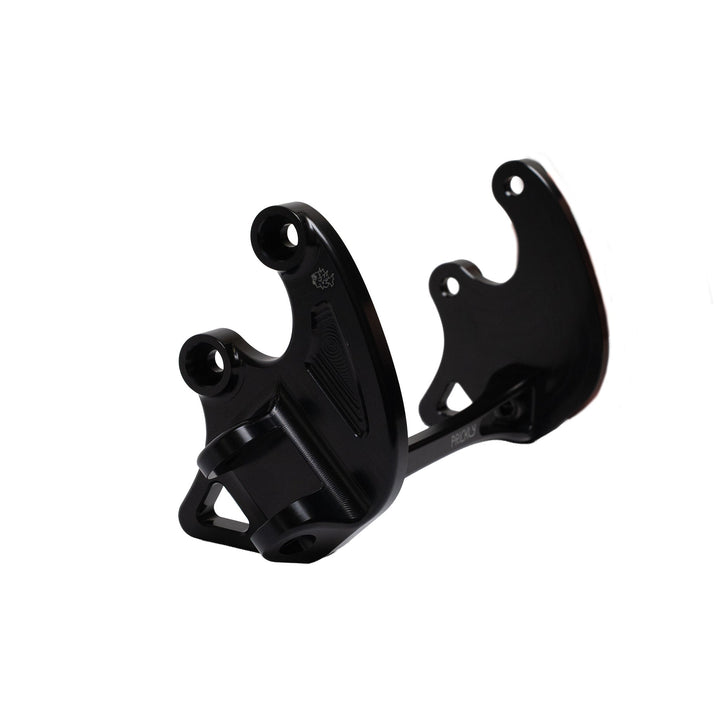 Prickly footpeg brackets for Surron Light Bee X — black anodized billet aluminum kickstand and peg support