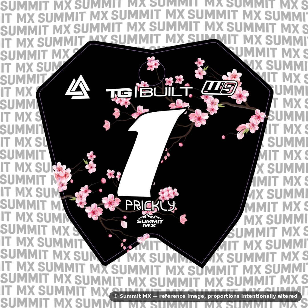 Cherry Blossom Decal for ETM RTR number plate — full graphic design