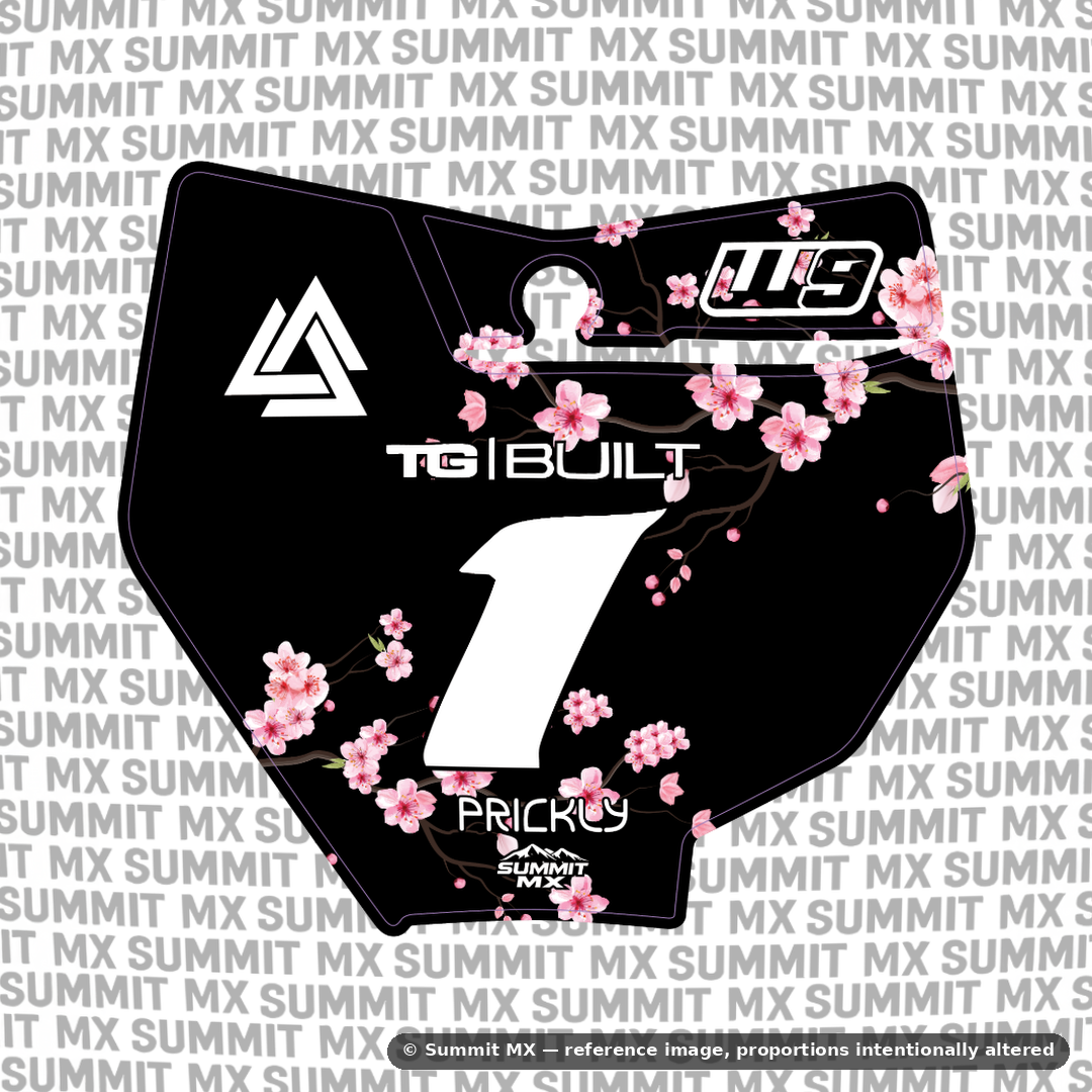Cherry Blossom Decal for KTM 85 number plate — full graphic design