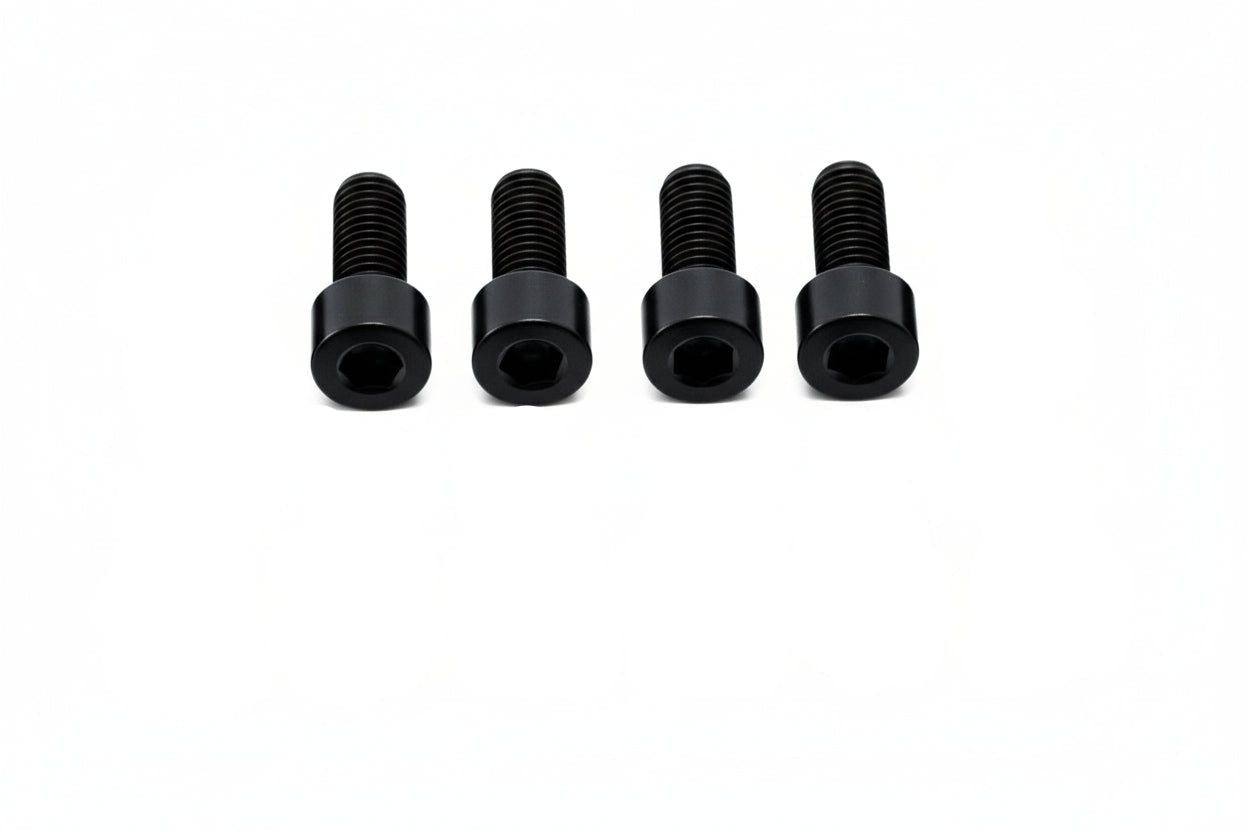 Titanium stem and handlebar bolts for e-moto — black anodized