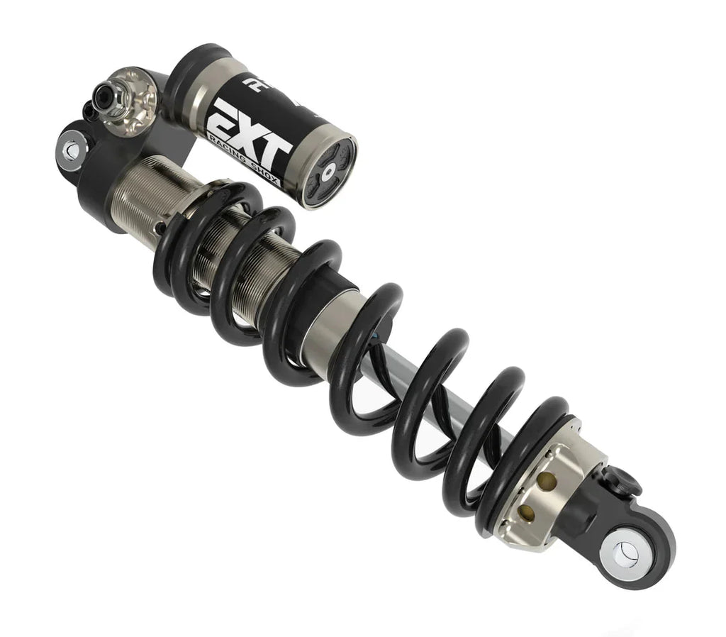 EXT Arma MX rear shock — body and coil spring rate label detail