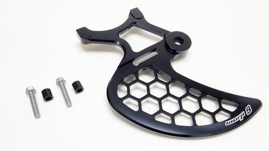 Talaria Sting rear disc guard with caliper relocation spacers