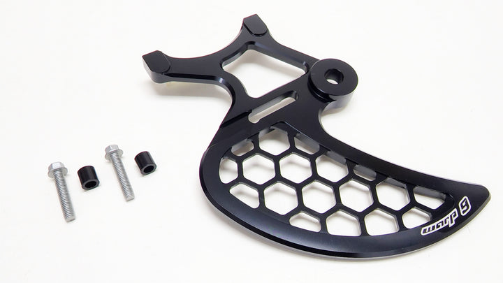 Talaria Sting rear disc guard with caliper relocation spacers