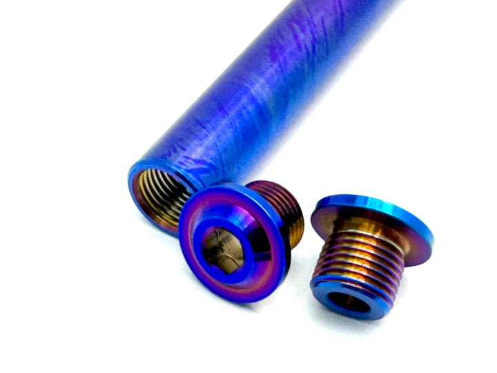 KKE fork titanium axle for Surron LBX — anodized detail