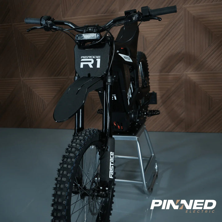ReRode R1 electric dirt bike — front three-quarter view