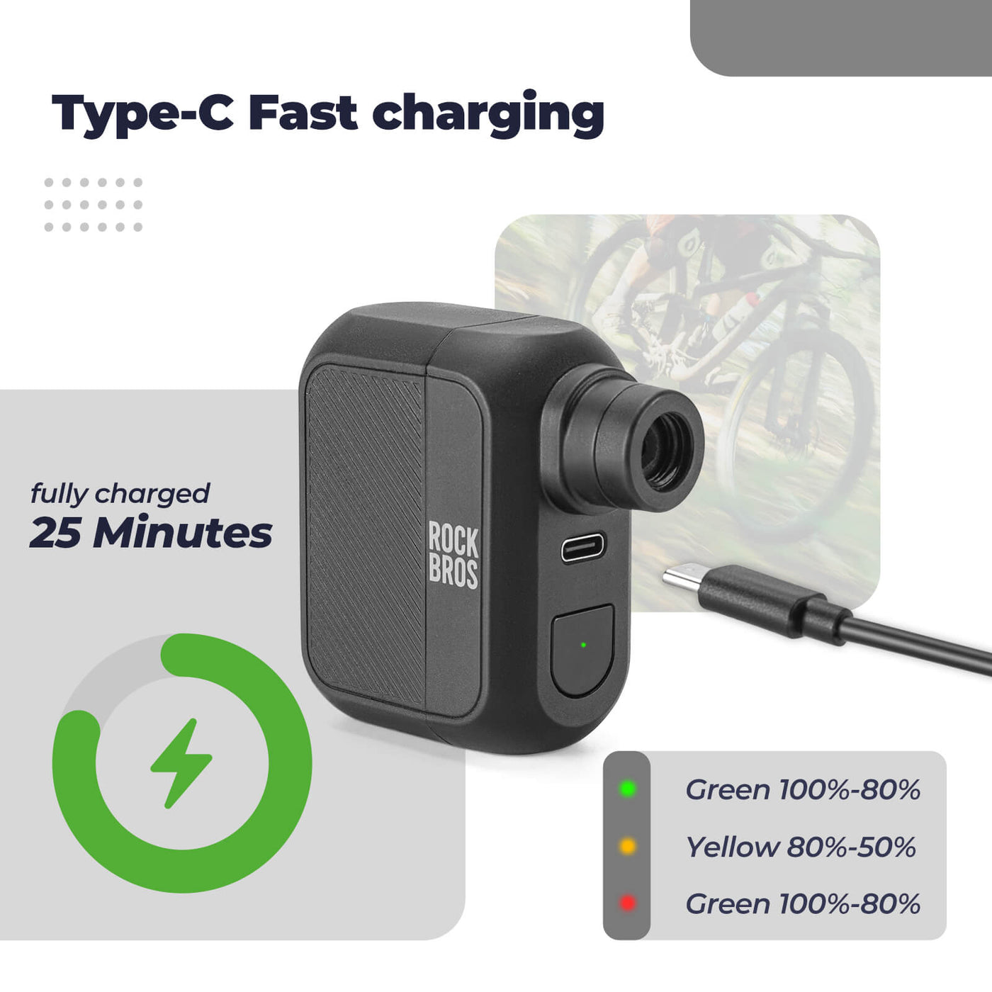 ROCKBROS AS110 electric tire pump with USB-C fast charging port