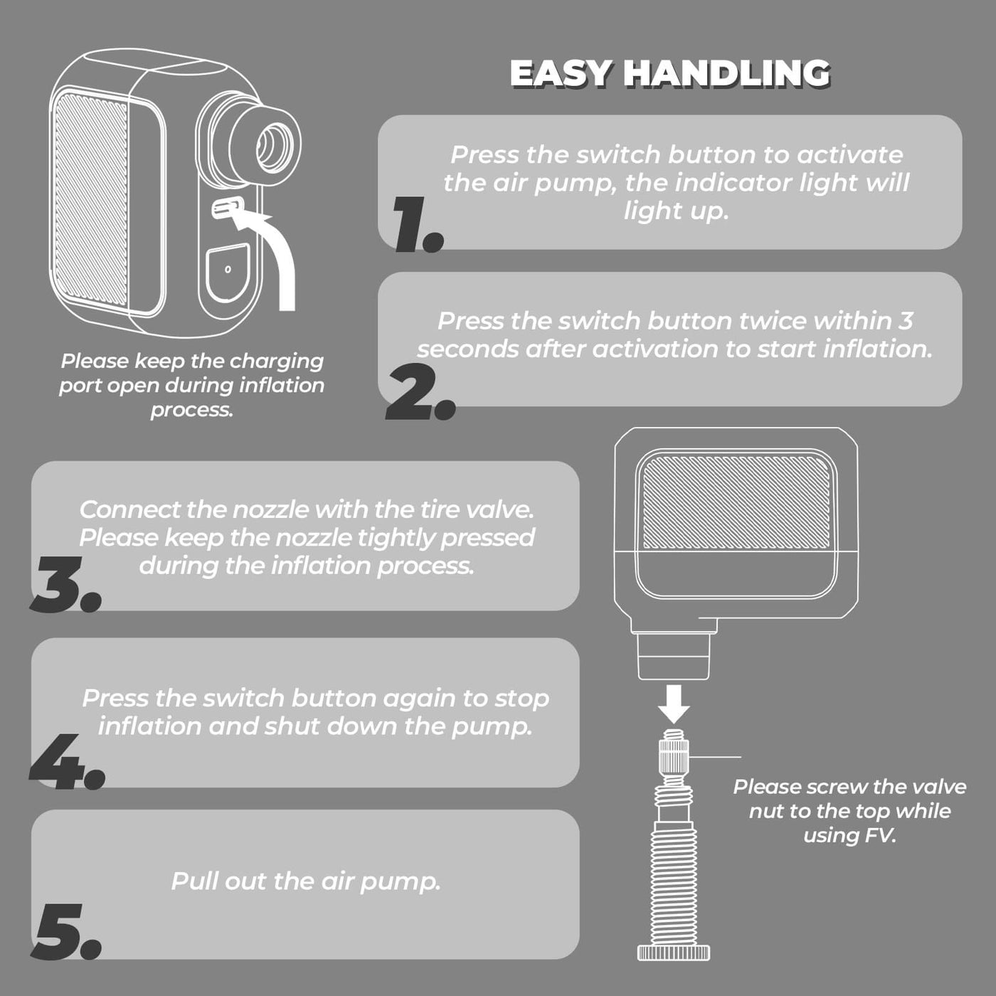 ROCKBROS AS110 portable e-moto tire inflator with pressure display