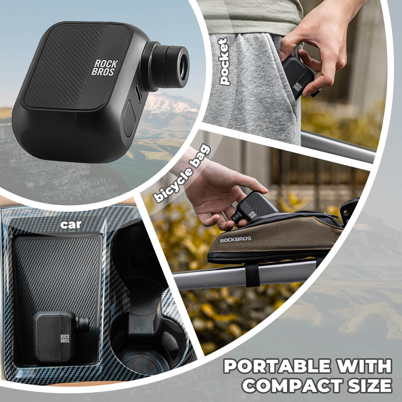 ROCKBROS AS110 mini electric air pump for bikes and e-motos in use