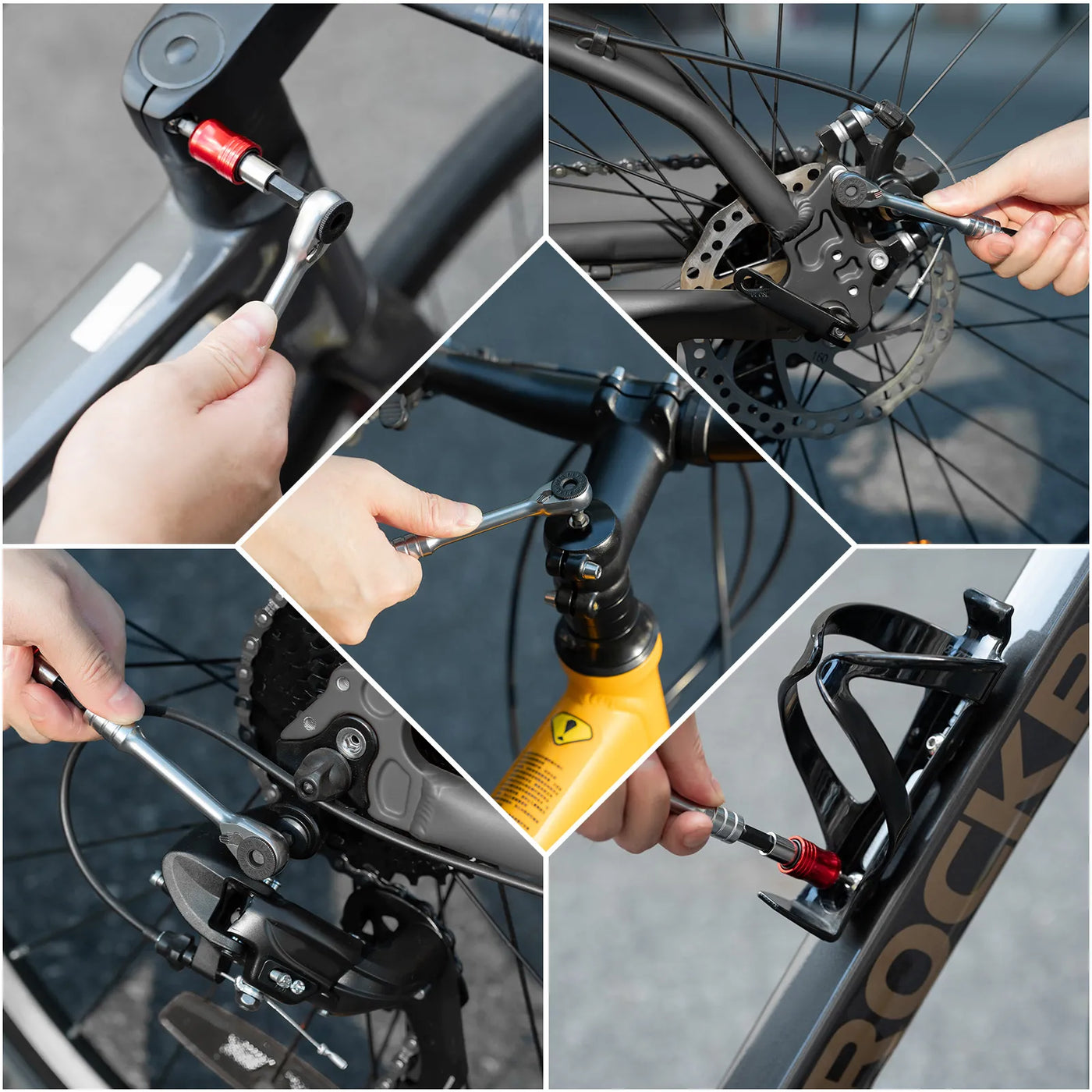 ROCKBROS foldable ratchet multi-tool for Surron and e-motos — kit overview